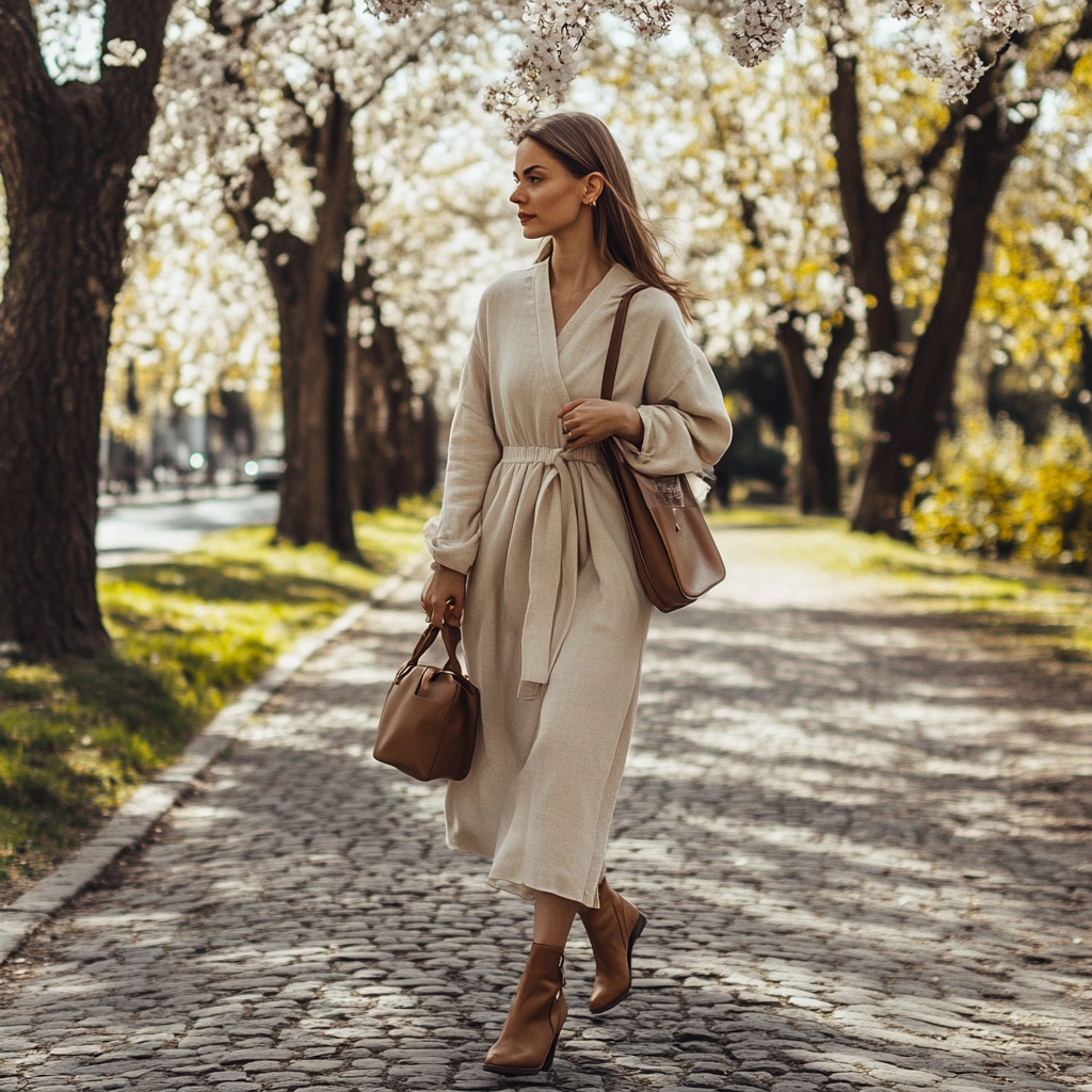 fabianct A chic and elegant woman walking through a serene par ff4e48ad 3a6f 4ae8 aa0f 86f668dc805f