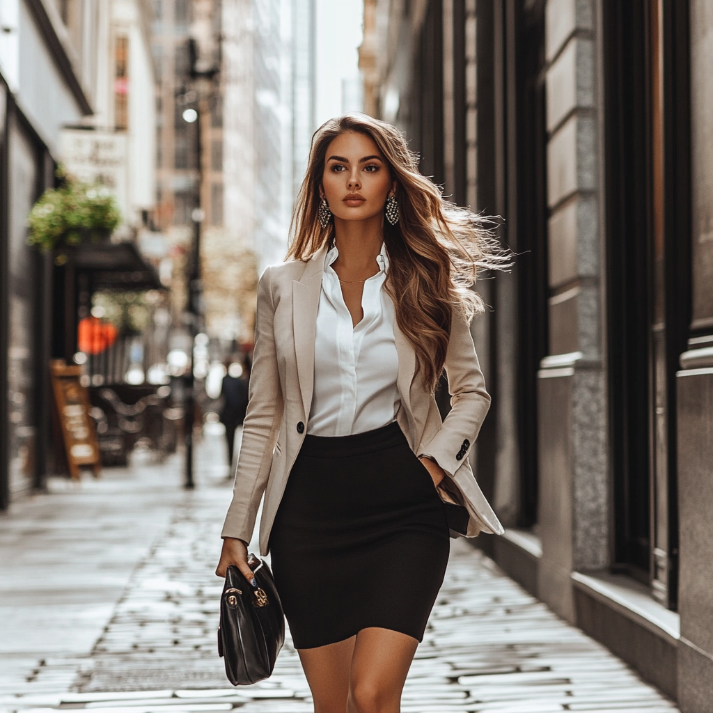 fabianct A fashionable woman confidently walking down a stylis 3a04c41d 9b47 4c08 a542 0a2fb065e1d4